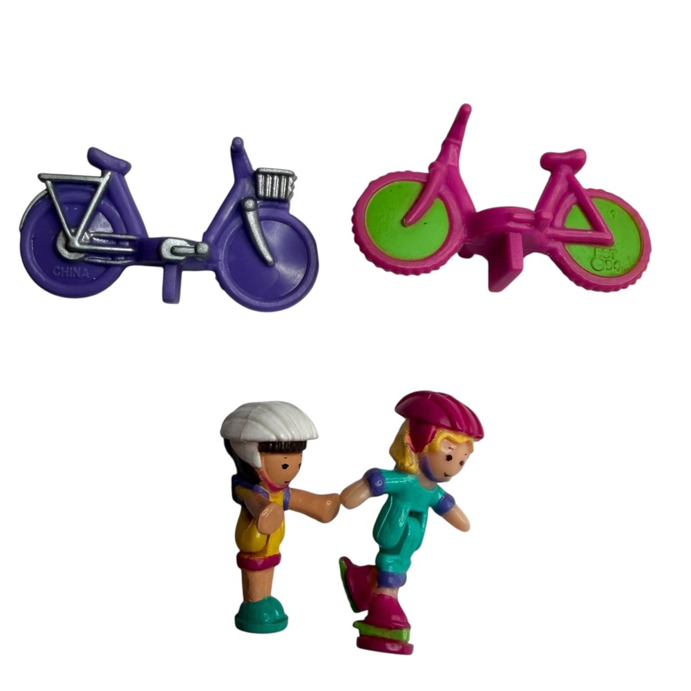 BLUEBIRD POLLY POCKET Polly On The Go 1994 Vintage Set Bicycle Roller Blade 90s